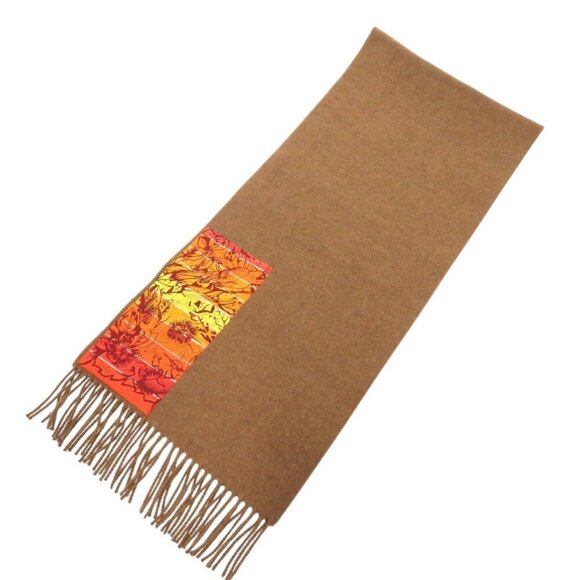 HERMES Cashmere Brown Orange Scarf Luxurious 0695HERMES - Picture 4 of 9